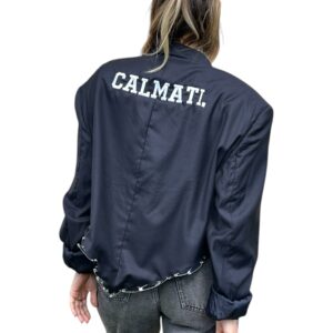 Blazer vintage blu notte con ricamo CALMATI.