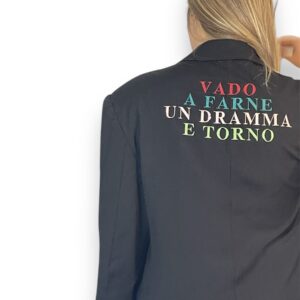BLAZER VINTAGE nero doppio petto VADO A FARNE UN DRAMMA E TORNO