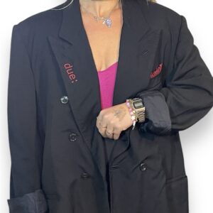 BLAZER VINTAGE nero doppio petto VADO A FARNE UN DRAMMA E TORNO
