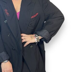 BLAZER VINTAGE nero doppio petto VADO A FARNE UN DRAMMA E TORNO