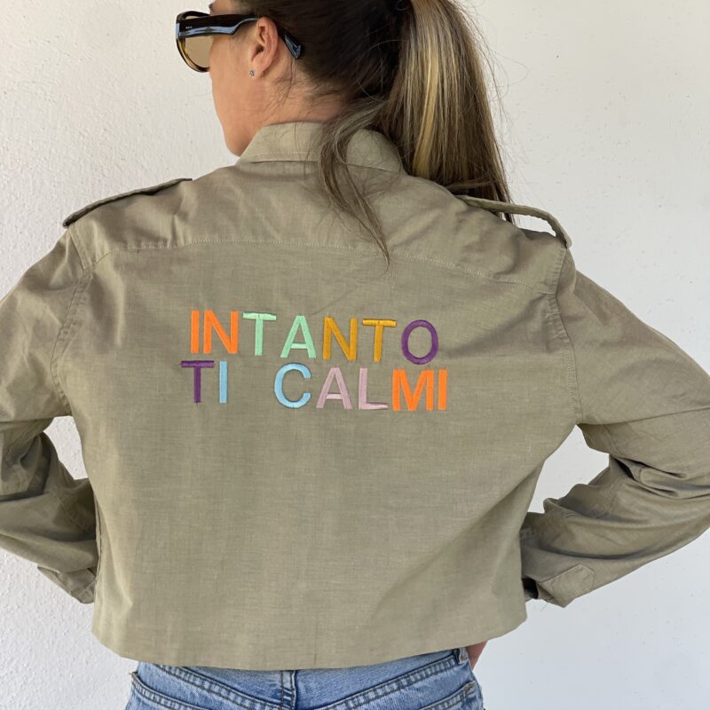 CAMICIA vintage ricamo INTANTO TI CALMI