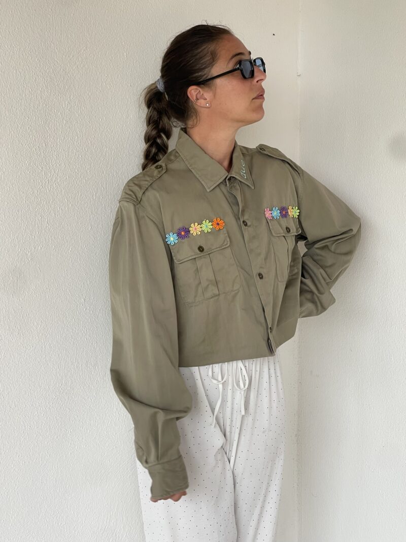 CAMICIA vintage ricamo INTANTO TI CALMI