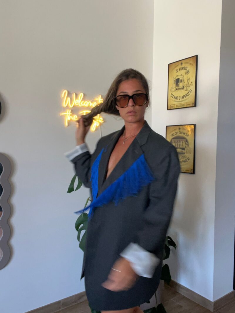 Blazer vintage INTANTO TI CALMI con frange BLU