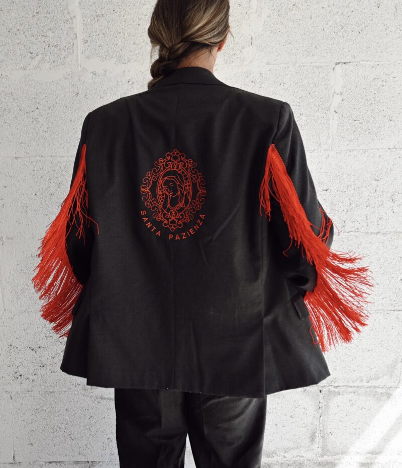 Completo vintage SANTA PAZIENZA con frange rosse
