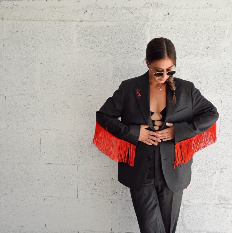 Completo vintage SANTA PAZIENZA con frange rosse