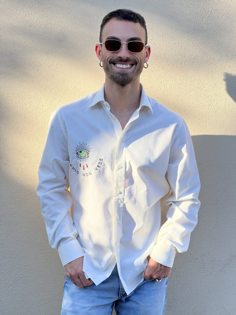 CAMICIA vintage ricamo OCCHIO NON VEDE CUORE NON DUOLE