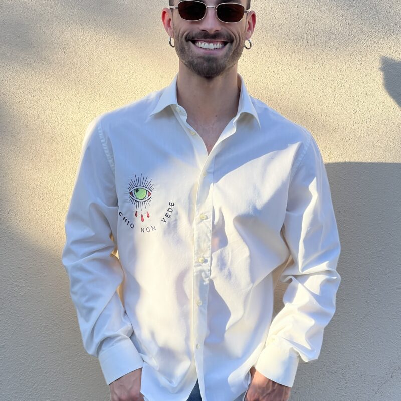 CAMICIA vintage ricamo OCCHIO NON VEDE CUORE NON DUOLE