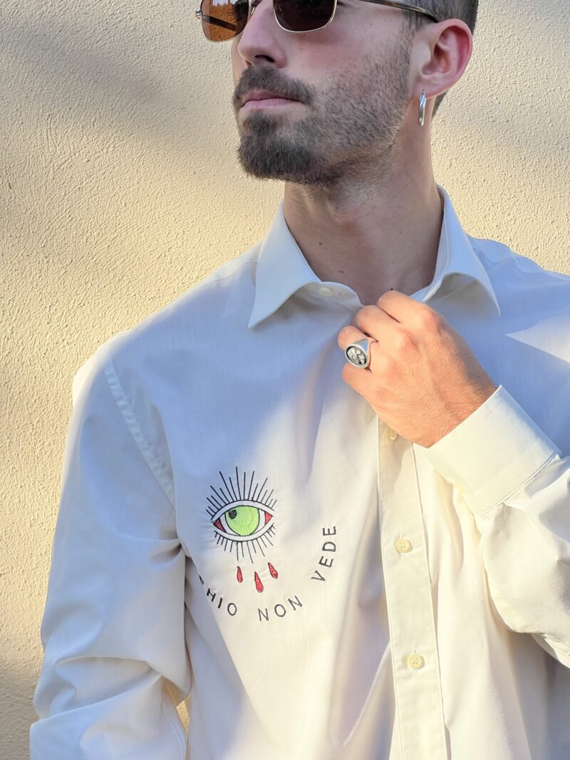 CAMICIA vintage ricamo OCCHIO NON VEDE CUORE NON DUOLE