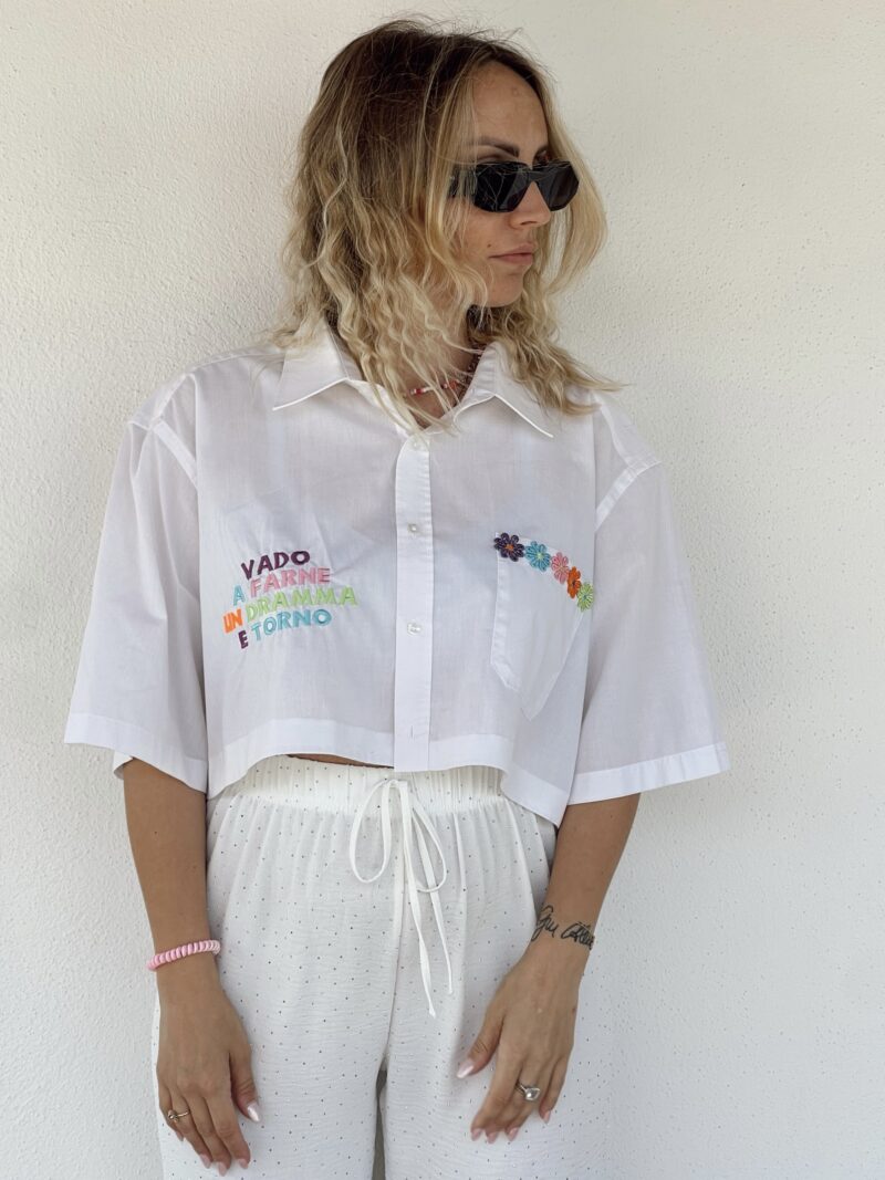 CAMICIA VINTAGE con ricamo VADO A FARNE UN DRAMMA E TORNO