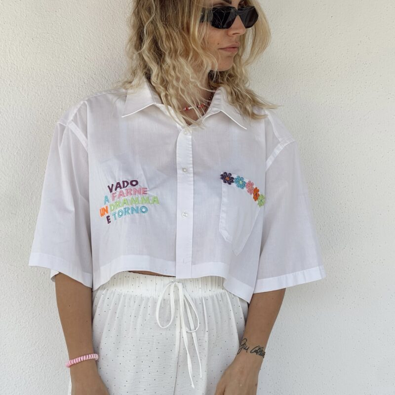 CAMICIA VINTAGE con ricamo VADO A FARNE UN DRAMMA E TORNO