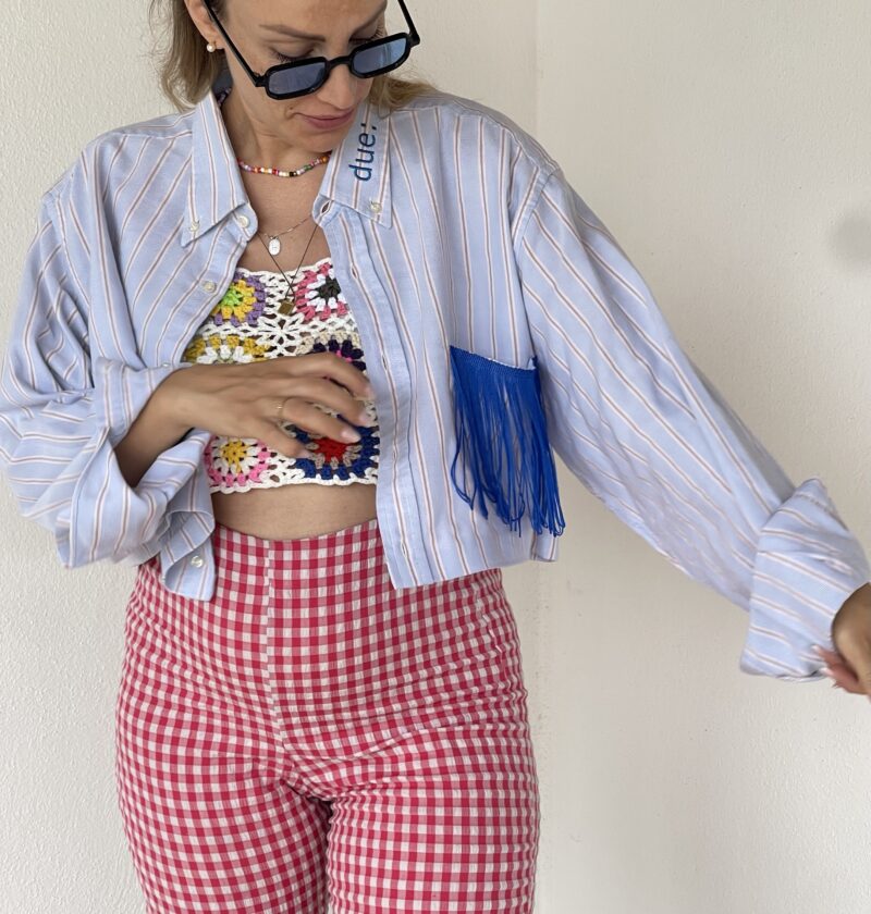 CAMICIA vintage ricamo ROTOLANDO VERSO LOURDES